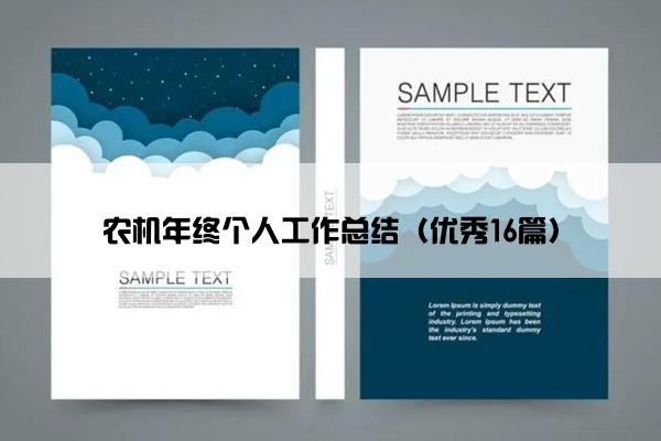农机年终个人工作总结（优秀16篇）