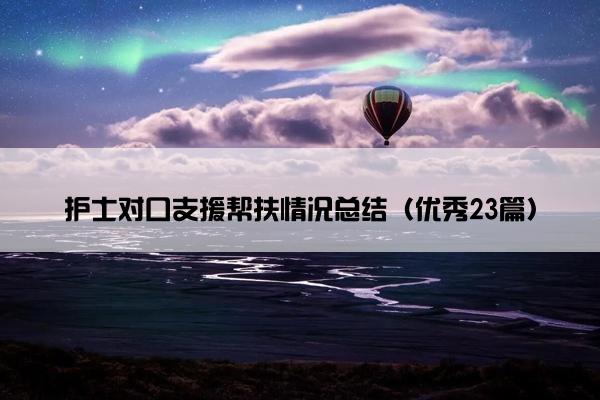 护士对口支援帮扶情况总结（优秀23篇）