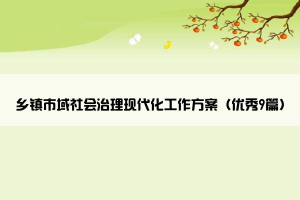 乡镇市域社会治理现代化工作方案（优秀9篇）