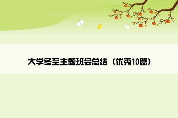 大学冬至主题班会总结（优秀10篇）