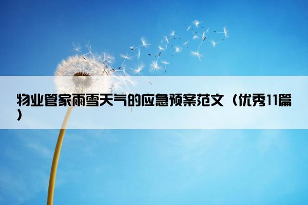 物业管家雨雪天气的应急预案范文（优秀11篇）