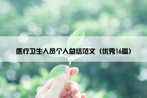 医疗卫生人员个人总结范文（优秀16篇）