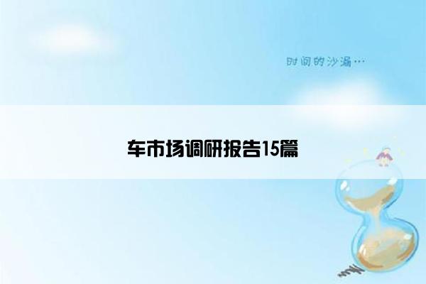 车市场调研报告15篇