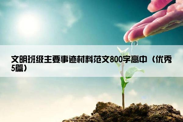 文明班级主要事迹材料范文800字高中（优秀5篇）