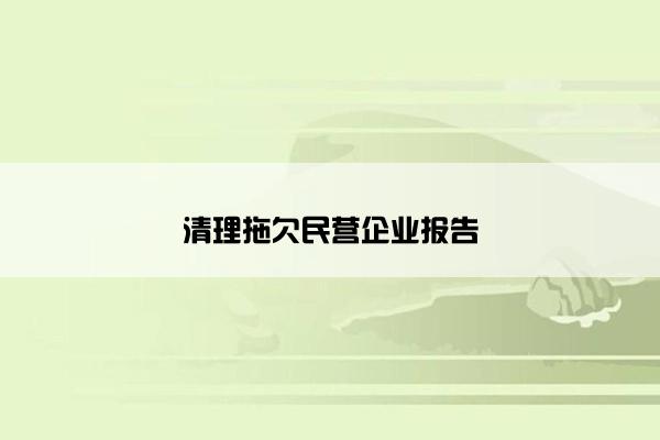 清理拖欠民营企业报告