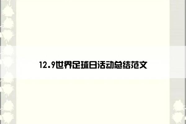 12.9世界足球日活动总结范文