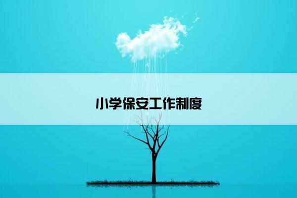 小学保安工作制度