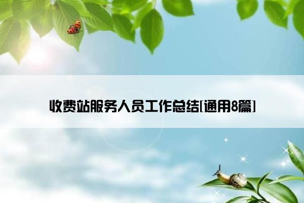收费站服务人员工作总结[通用8篇]