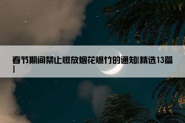 春节期间禁止燃放烟花爆竹的通知[精选13篇]