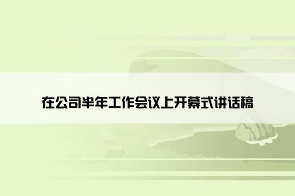 在公司半年工作会议上开幕式讲话稿