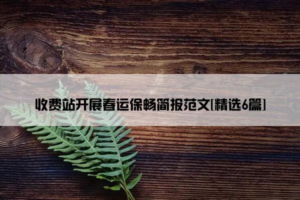 收费站开展春运保畅简报范文[精选6篇]
