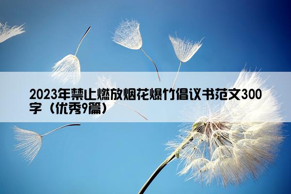 2023年禁止燃放烟花爆竹倡议书范文300字（优秀9篇）