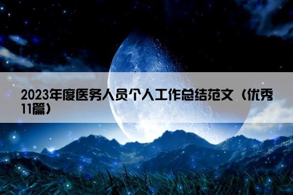 2023年度医务人员个人工作总结范文（优秀11篇）