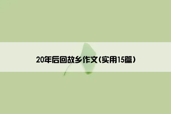 20年后回故乡作文(实用15篇)