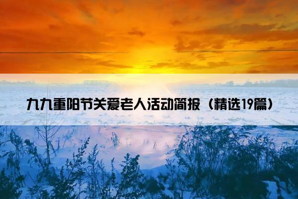九九重阳节关爱老人活动简报（精选19篇）