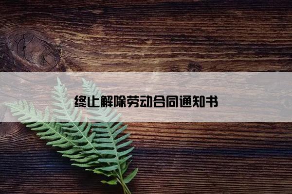 终止解除劳动合同通知书