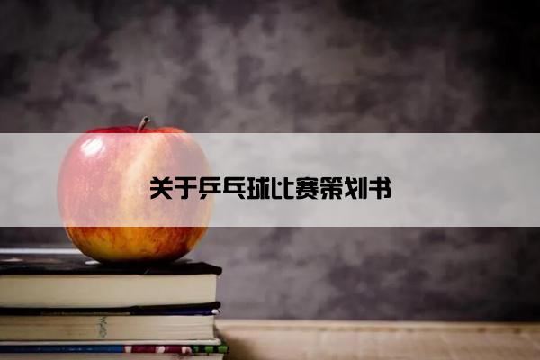 关于乒乓球比赛策划书
