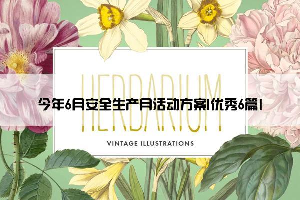 今年6月安全生产月活动方案[优秀6篇]