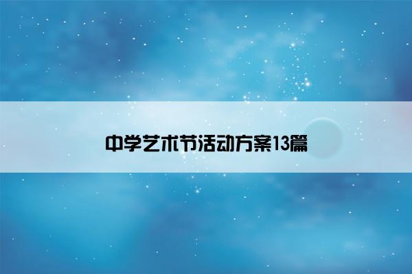中学艺术节活动方案13篇