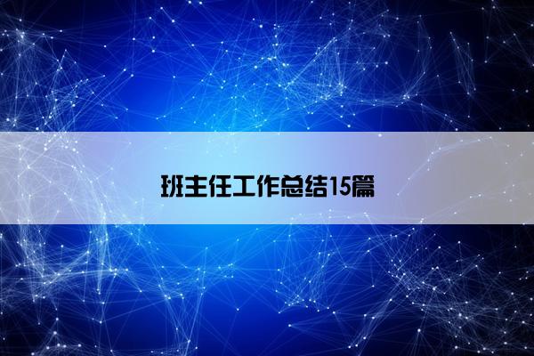 班主任工作总结15篇