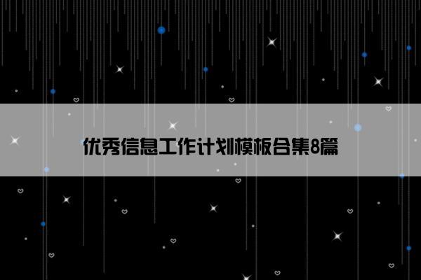 优秀信息工作计划模板合集8篇