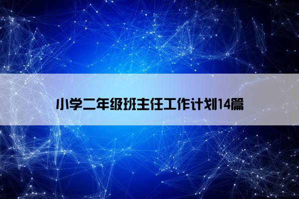 小学二年级班主任工作计划14篇