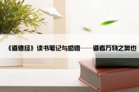 《道德经》读书笔记与感悟——道者万物之奥也