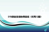 SYB创业培训心得总结（优秀12篇）