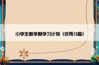 小学生新学期学习计划（优秀15篇）