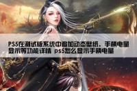 PS5在测试版系统中追加动态壁纸、手柄电量显示等功能详情 ps5怎么显示手柄电量