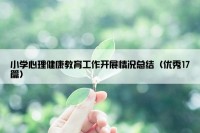小学心理健康教育工作开展情况总结（优秀17篇）