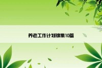 养老工作计划锦集10篇
