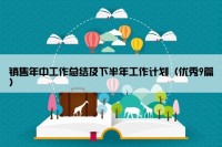 销售年中工作总结及下半年工作计划（优秀9篇）