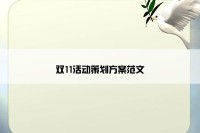 双11活动策划方案范文