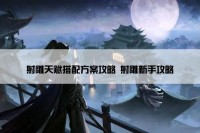 射雕天赋搭配方案攻略 射雕新手攻略