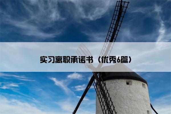 实习离职承诺书（优秀6篇）
