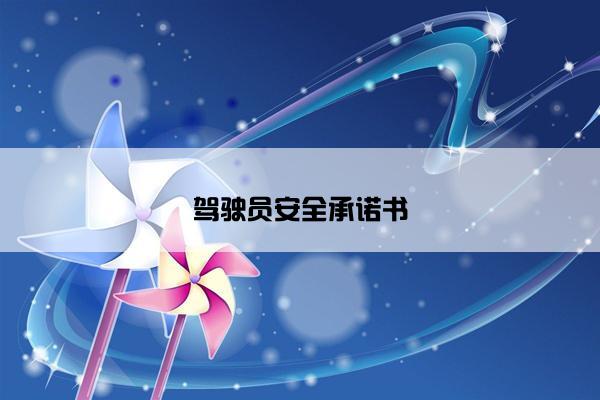驾驶员安全承诺书