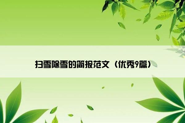 扫雪除雪的简报范文（优秀9篇）