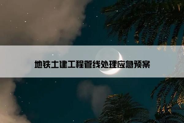 地铁土建工程管线处理应急预案