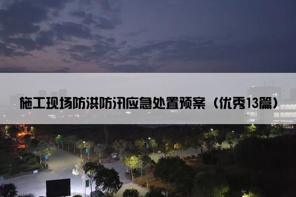 施工现场防洪防汛应急处置预案（优秀13篇）