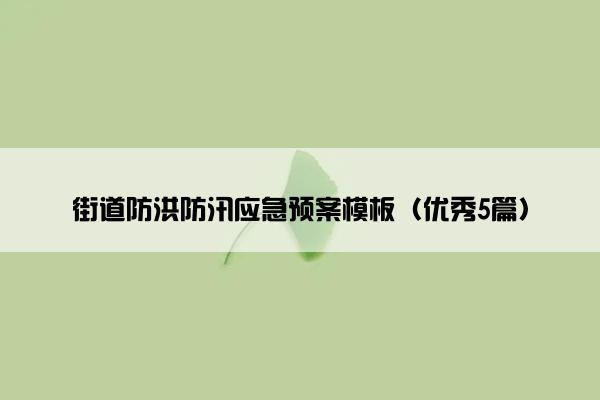 街道防洪防汛应急预案模板（优秀5篇）