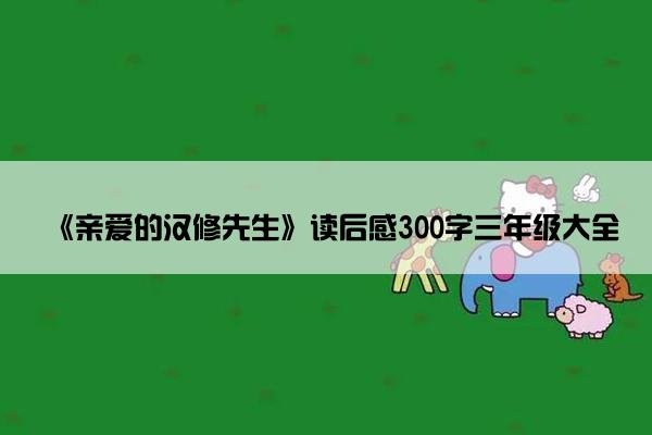 《亲爱的汉修先生》读后感300字三年级大全