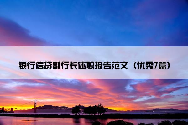 银行信贷副行长述职报告范文（优秀7篇）