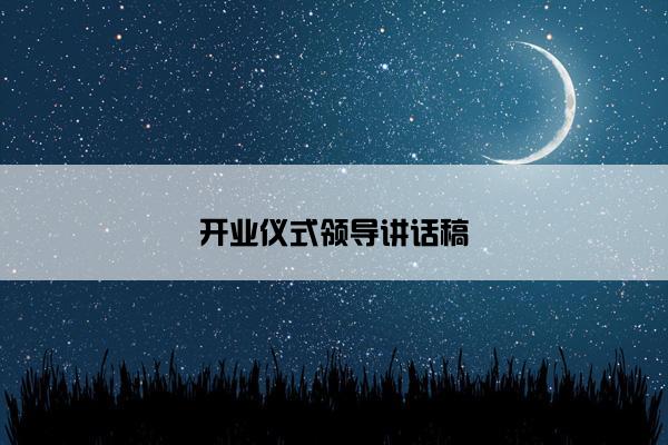 开业仪式领导讲话稿