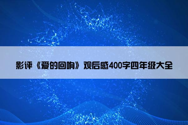 影评《爱的回响》观后感400字四年级大全