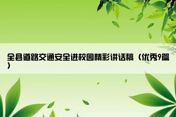 全县道路交通安全进校园精彩讲话稿（优秀9篇）