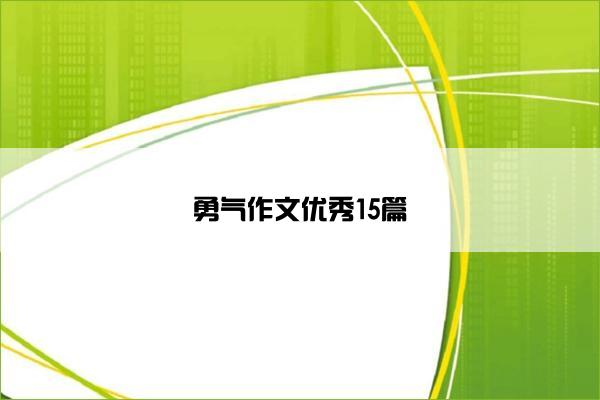 勇气作文优秀15篇