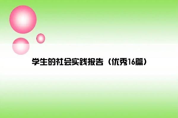 学生的社会实践报告（优秀16篇）