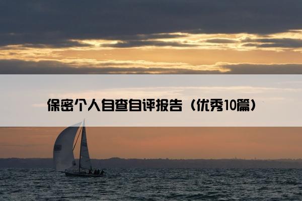 保密个人自查自评报告（优秀10篇）