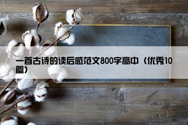 一首古诗的读后感范文800字高中（优秀10篇）